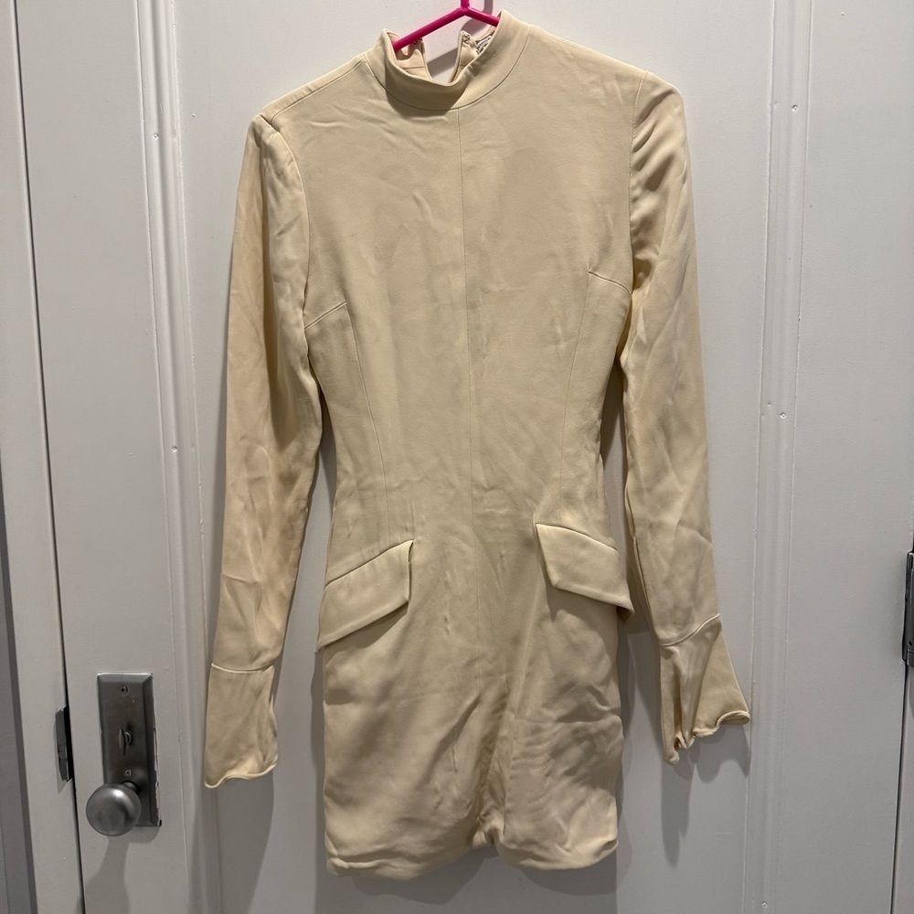 House of CB Mahalia Mini Dress Cream Long Sleeve